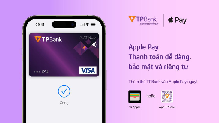 TPBank liên kết Apple Pay cho phép thanh toán trực tiếp thay cho thẻ - Ảnh 1.