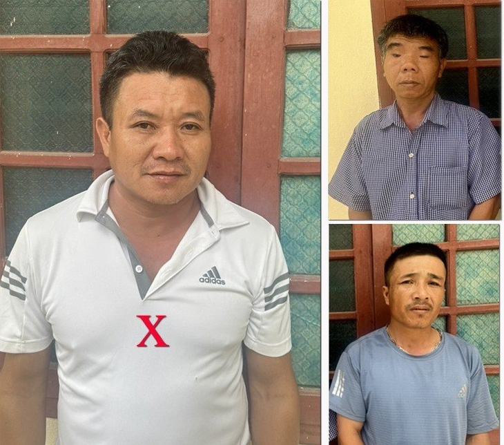 Ba người liên quan đến vụ việc vừa bị Công an huyện Hoằng Hóa bắt giữ - Ảnh do Công an tỉnh Thanh Hóa cung cấp