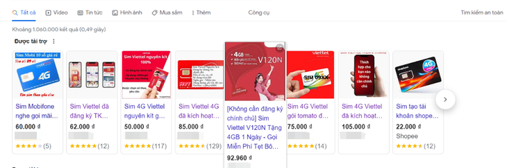 Dễ dàng thấy quảng cáo bán SIM &quot;rác&quot; trên các trang thương mại điện tử - Ảnh: N.MINH