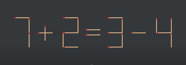 Thử tài IQ: Di chuyển một que diêm để 7+2=3-4 thành phép tính đúng - Ảnh 1.