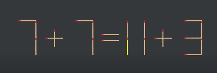 Thử tài IQ: Di chuyển một que diêm để 7+7=4+3 thành phép tính đúng - Ảnh 1.