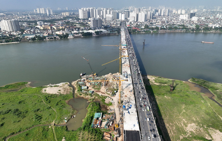 Cầu Vĩnh Tuy giai đoạn 2 sẽ thông xe vào ngày 30-8 - Ảnh: UBND TP Hà Nội 