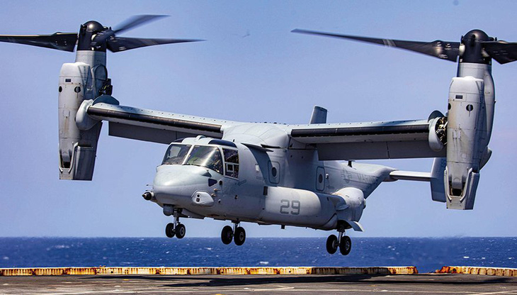 Máy bay V-22 Osprey kết hợp giữa khả năng cất cánh thẳng đứng của trực thăng với tốc độ của máy bay thông thường - Ảnh: NAVY PHOTO