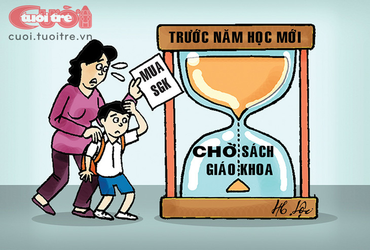 Chờ sách giáo khoa trước thềm năm học mới - Tranh: Hữu Lộc 