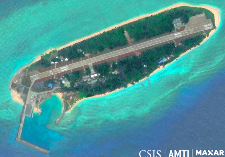 Đảo Ba Bình thuộc quần đảo Trường Sa của Việt Nam, và các công trình Đài Loan xây dựng trái phép - Ảnh: CSIS/AMTI