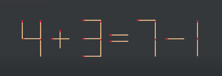 Thử tài IQ: Di chuyển một que diêm để 4+3=7-1 thành phép tính đúng - Ảnh 1.