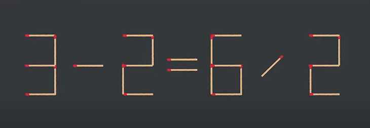 Thử tài IQ: Di chuyển một que diêm để 3-2=6/2 thành phép tính đúng - Ảnh 1.