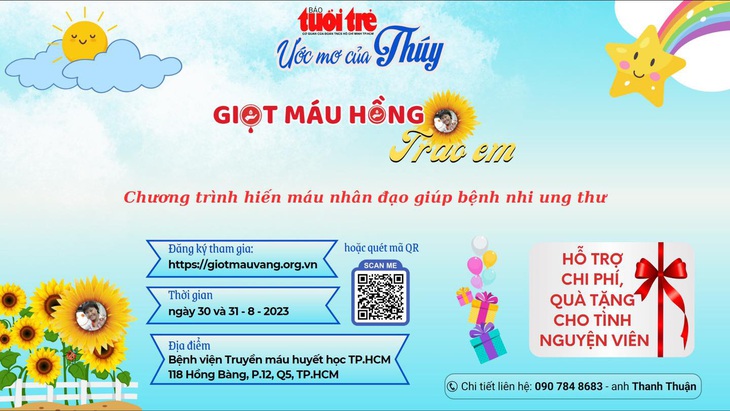 Mời bạn đọc cùng hiến máu nhân đạo giúp bệnh nhi ung thư trong chương trình "Ước mơ của Thúy" 