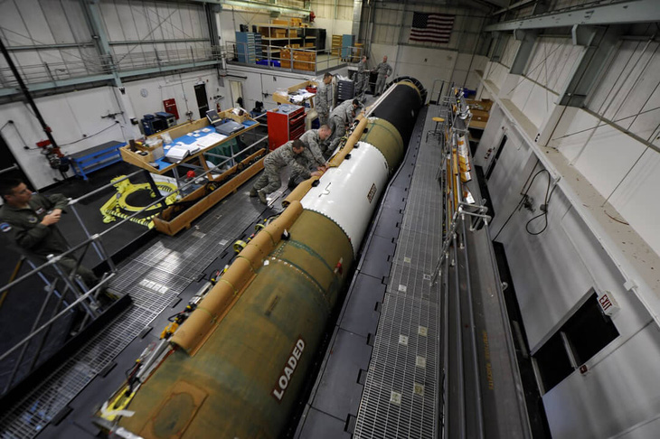 Tên lửa đạn đạo liên lục địa Minuteman III đóng vai trò quan trọng trong hệ thống phòng thủ của Mỹ - Ảnh: BỘ QUỐC PHÒNG MỸ