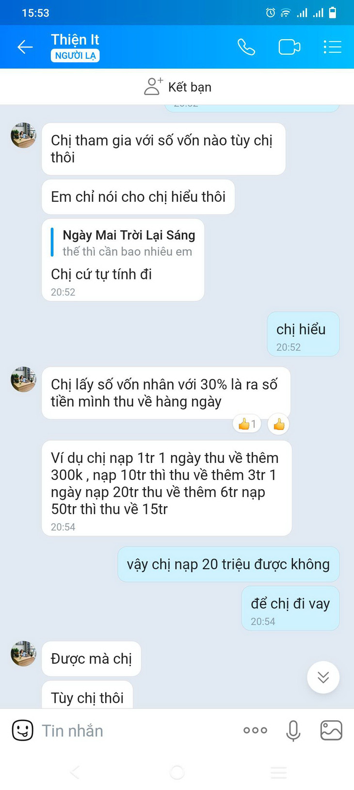 Kẻ lừa đảo dụ nạn nhân Đ.L.D. nạp thêm tiền để "rút lại số tiền đã bị lừa" mà thật ra nhằm chiếm đoạt lần nữa