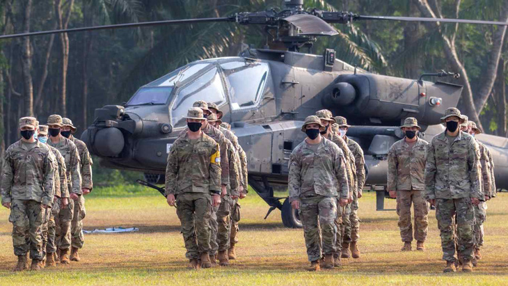 Các binh sĩ tham gia cuộc tập trận "Siêu lá chắn Garuda" năm 2022 - Ảnh: REUTERS