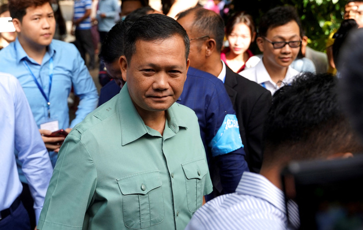 Ông Hun Manet tại cuộc bầu cử Campuchia ngày 23-7 - Ảnh: REUTERS