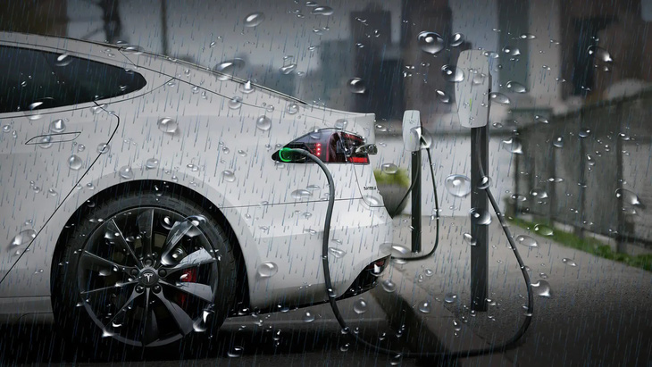 Hoàn toàn có thể sạc xe điện dưới trời mưa - Ảnh minh họa: SpotCharge