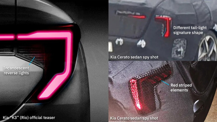Giao diện đèn hậu xuất hiện trong ảnh teaser K3 có nét tương đồng nhưng cũng có nhiều điểm không giống bản chạy thử - Ảnh: Drive