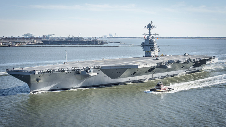 Tàu sân bay USS Gerald R. Ford thuộc lớp tàu sân bay hiện đại nhất của Hải quân Mỹ - Ảnh: HẢI QUÂN MỸ