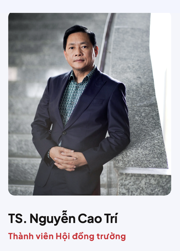 Thông tin ông Nguyễn Cao Trí là thành viên hội đồng trường hiện vẫn còn trên website của Trường đại học Văn Lang - Ảnh chụp màn hình