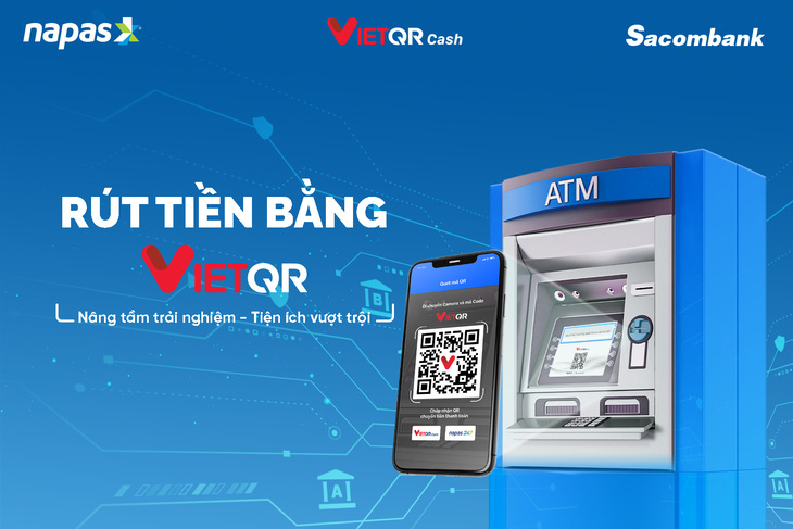 Có thể quét mã QR rút tiền tại bất cứ ngân hàng nào thông qua ứng dụng Sacombank Pay - Ảnh: Sacombank