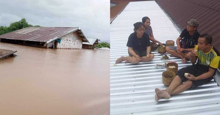 Lũ lụt nghiêm trọng tại tỉnh Khammouane làm hư hại 74 ngôi nhà, trong đó 43 căn nhà gần như bị nhấn chìm - Ảnh: LAOTIAN TIMES