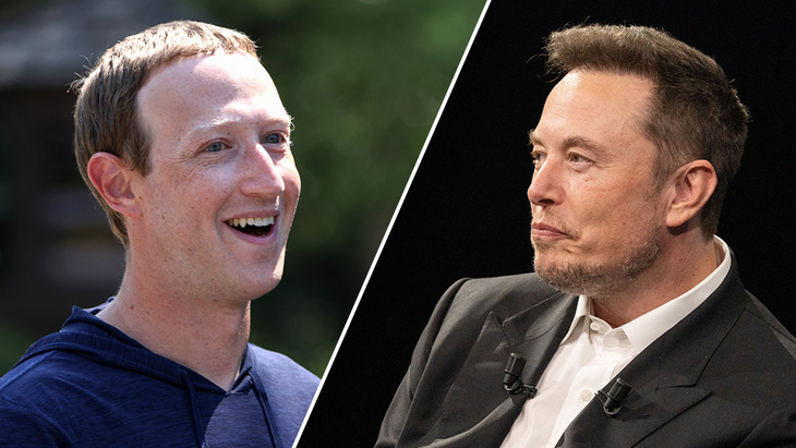 Trận đấu giữa tỉ phú Mark Zuckerberg (trái) và Elon Musk đang rất được người hâm mộ chờ đợi - Ảnh: FOX