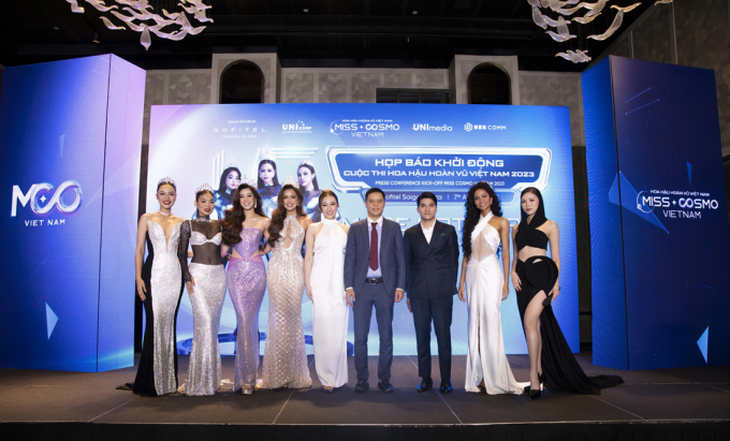 Các hoa hậu - á hậu của nhà &quot;Hoàn vũ&quot; góp mặt tại họp báo khởi động cuộc thi Miss Cosmo Vietnam 2023.