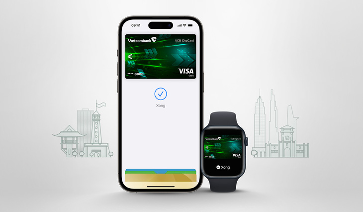 Với iPhone, Apple Watch và Mac, khách hàng của Vietcombank có thể dễ dàng giao dịch mua hàng và thanh toán - Ảnh: VCB