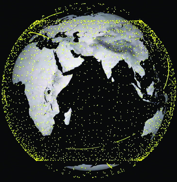 Số vệ tinh của Starlink tính đến 26-7-2023: 4.491 cái, theo CelesTrak. Ảnh cắt từ video của New York Times