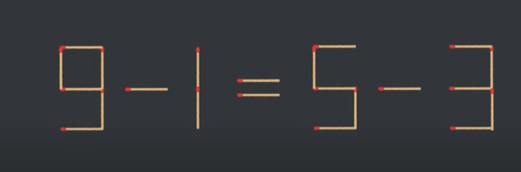 Thử tài IQ: Di chuyển một que diêm để 9-1=5-3 thành phép tính đúng - Ảnh 1.