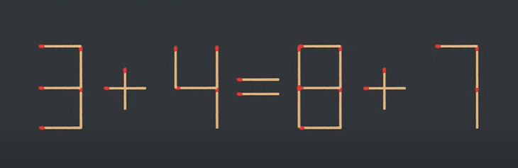 Thử tài IQ: Di chuyển một que diêm để 3+4=8+7 thành phép tính đúng - Ảnh 1.