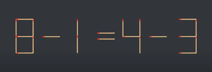 Thử tài IQ: Di chuyển một que diêm để 8-1=4-3 thành phép tính đúng - Ảnh 1.