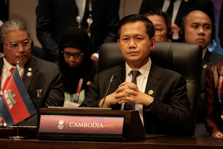 Thủ tướng Campuchia Hun Manet trong lần tham dự Hội nghị Cấp cao ASEAN - Trung Quốc lần thứ 26 và Hội nghị Cấp cao ASEAN lần thứ 43 tại Jakarta (Indonesia) - Ảnh: REUTERS