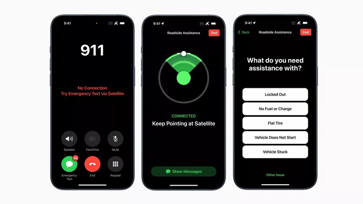 iPhone 15 cho phép người dùng gọi cứu hộ xe mà không cần sóng điện thoại - Ảnh: Apple