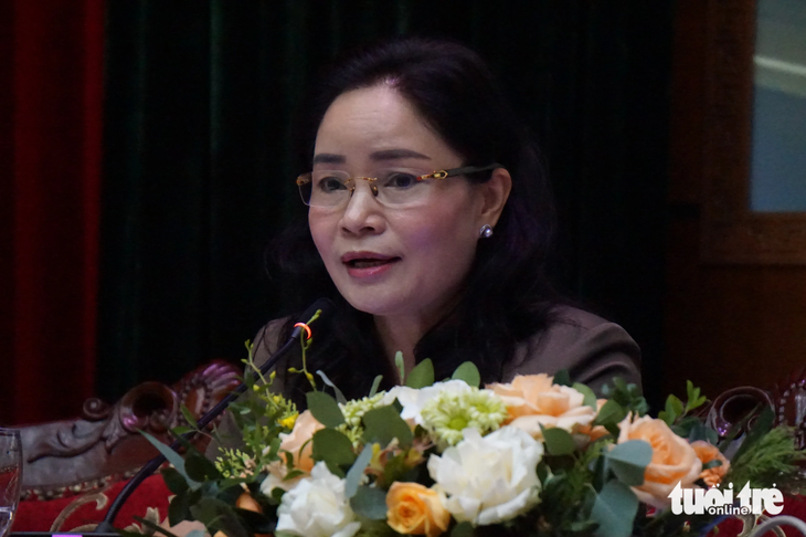 Thứ trưởng Bộ Văn hóa, Thể thao và Du lịch Trịnh Thị Thủy trả lời câu hỏi của Tuổi Trẻ Online tại lễ phát động - Ảnh: T.ĐIỂU