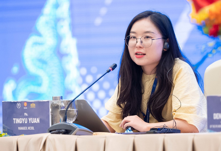 Đại biểu Tingyu Yuan (Trung Quốc) nói cần khuyến khích thanh niên, đặc biệt là các doanh nghiệp trẻ lên tiếng nhiều hơn - Ảnh: THÀNH CHUNG