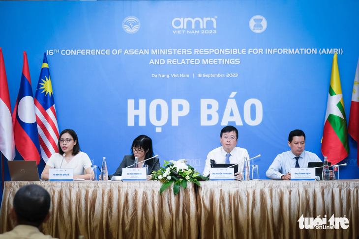 Buổi họp báo cung cấp thông tin về Hội nghị Bộ trưởng Thông tin ASEAN lần thứ 16 và các hội nghị liên quan - Ảnh: TẤN LỰC