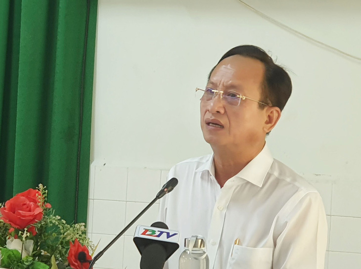 Chủ tịch UBND tỉnh Bạc Liêu Phạm Văn Thiều phát biểu tại buổi công bố giống lúa BL9 chiều 18-9 - Ảnh: NGỌC HÂN