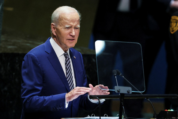 Tổng thống Mỹ Joe Biden phát biểu tại Đại hội đồng Liên Hiệp Quốc ngày 19-9 (giờ Mỹ) - Ảnh: REUTERS