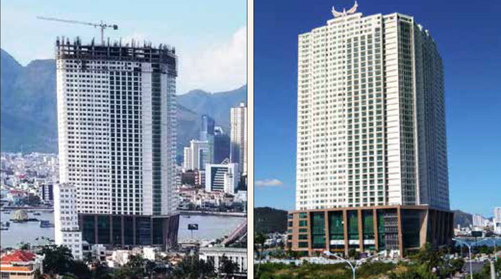 Tòa nhà Mường Thanh Khánh Hòa xây lố 2 tầng và sau khi “cắt ngọn” còn 40 tầng đã được hoàn thiện - Ảnh: P.S.N.