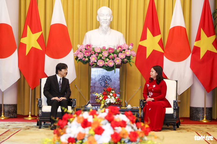 Hội đàm giữa Phó chủ tịch nước Võ Thị Ánh Xuân và Hoàng thái tử Nhật Bản Akishino sáng 21-9 - Ảnh: NGUYỄN KHÁNH