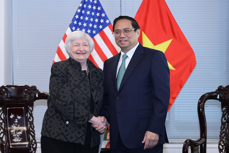 Thủ tướng Phạm Minh Chính gặp Bộ trưởng Tài chính Mỹ Janet Yellen trong chuyến thăm đến Mỹ vào tháng 9-2023 - Ảnh: TTXVN