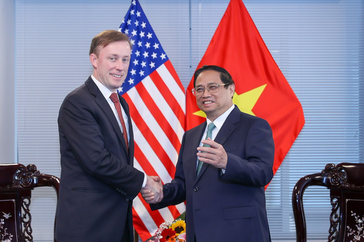Thủ tướng Phạm Minh Chính tiếp ông Jake Sullivan, cố vấn an ninh quốc gia Mỹ - Ảnh: NHẬT BẮC