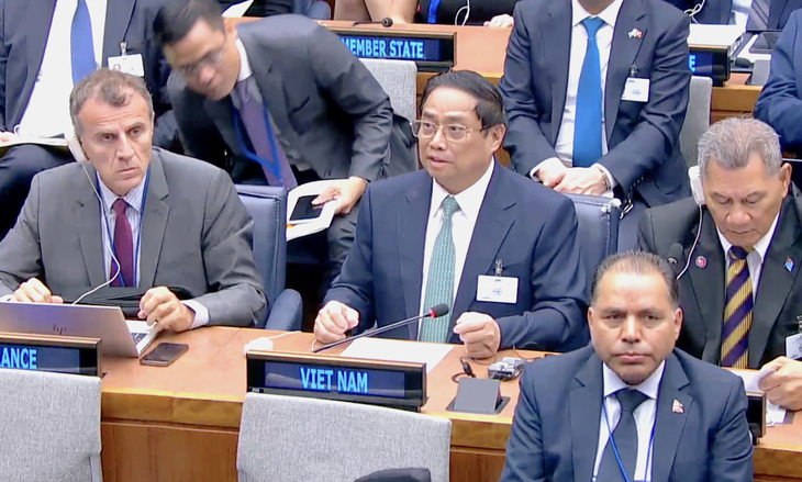 Thủ tướng Phạm Minh Chính phát biểu tại Hội nghị thượng đỉnh về khí hậu tại New York ngày 20-9 (giờ Mỹ) - Ảnh: UN WebTV