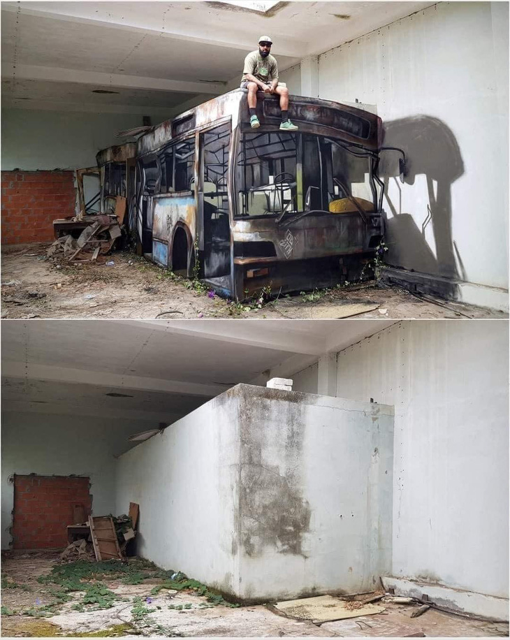 Hóa ra, chiếc xe buýt từng là một bức tường cũ