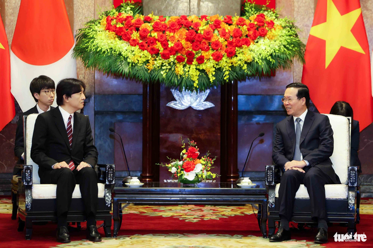 Hoàng thái tử Nhật Bản Akishino bày tỏ vui mừng được thăm lại Việt Nam đúng vào dịp kỷ niệm 50 năm thiết lập quan hệ ngoại giao giữa hai nước - Ảnh: NGUYỄN KHÁNH