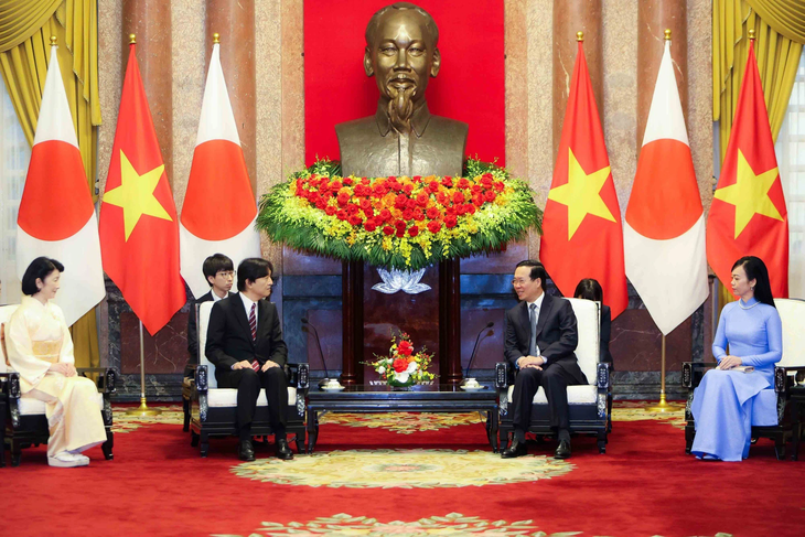 Tại buổi tiếp, Chủ tịch nước Võ Văn Thưởng cảm ơn những tình cảm và sự quan tâm của Hoàng gia, lãnh đạo và nhân dân Nhật Bản dành cho Việt Nam trong thời gian qua - Ảnh: NGUYỄN KHÁNH
