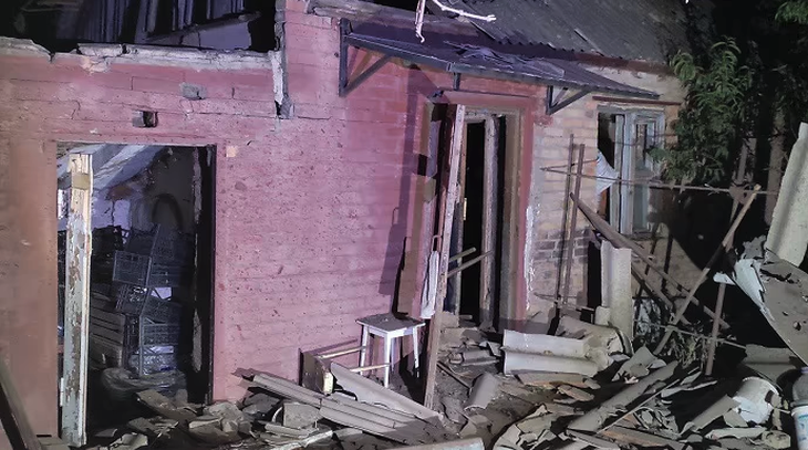 Thiệt hại tại vùng Dnipro ở đông nam Ukraine từ vụ không kích trong đêm của Nga - Ảnh: PRAVDA