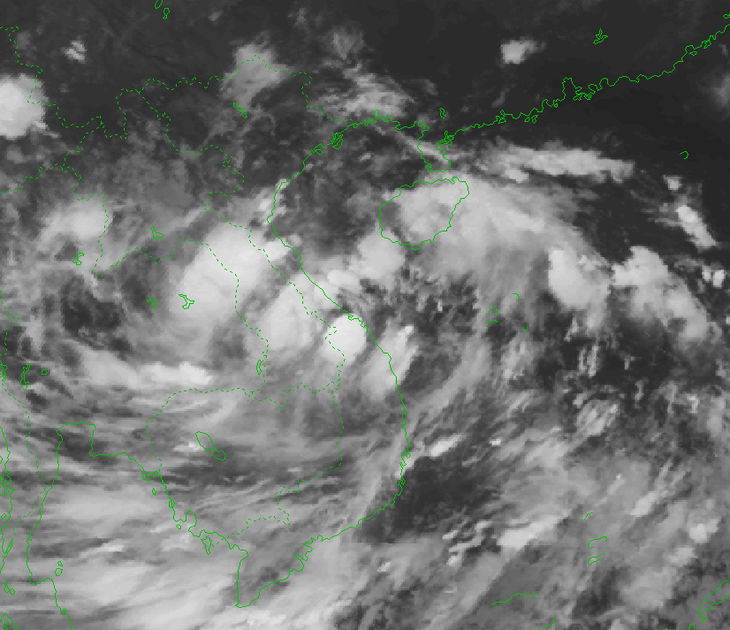 Ảnh mây vệ tinh áp thấp nhiệt đới lúc 22h tối 25-9 - Ảnh: NCHMF