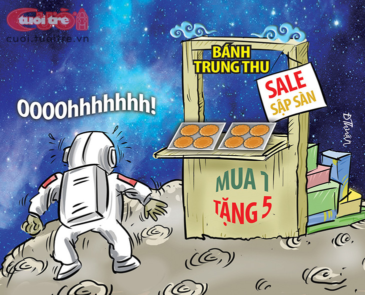 Bánh trung thu sale ngay trên... Mặt trăng - Tranh: Đức Thuận 