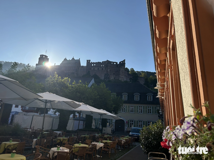 Một góc lâu đài Heidelberg tờ mờ trong sương vào sáng sớm - Ảnh: C.NHẬT