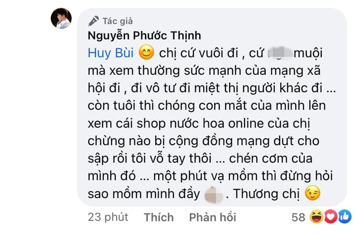 Tiếp tục đáp trả cực căng với tác giả bình luận trên