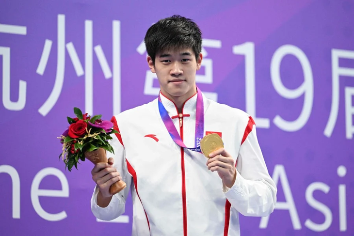 Kình ngư Pan Zhanle là người châu Á đầu tiên bơi 100m tự do dưới 47 giây - Ảnh: AFP